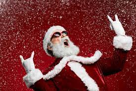 Happy santa with sunglasses on